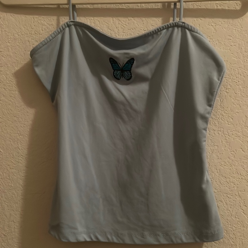 Blue butterfly tank top. Small